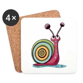 Escargot mignon - Dessous de verre (lot de 4) - blanc - Devant
