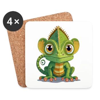 Caméléon - Dessous de verre (lot de 4) - blanc - Devant