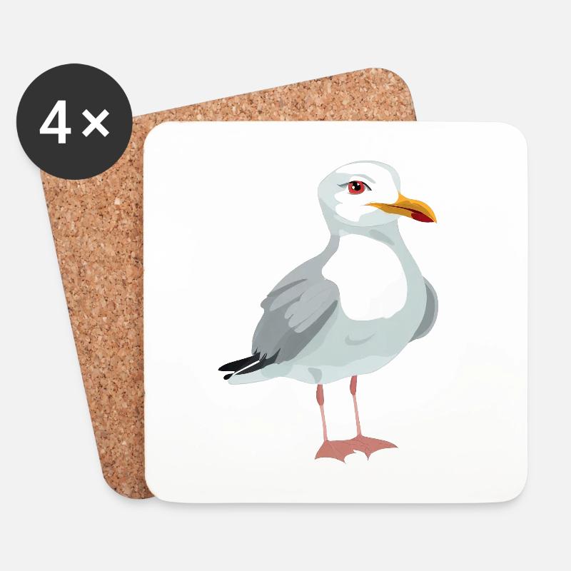 Möwe - Untersetzer (4er-Set) - Weiß
