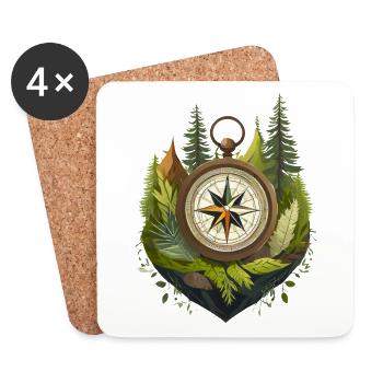 With the compass into adventure - Coasters (set of 4) - white - Front