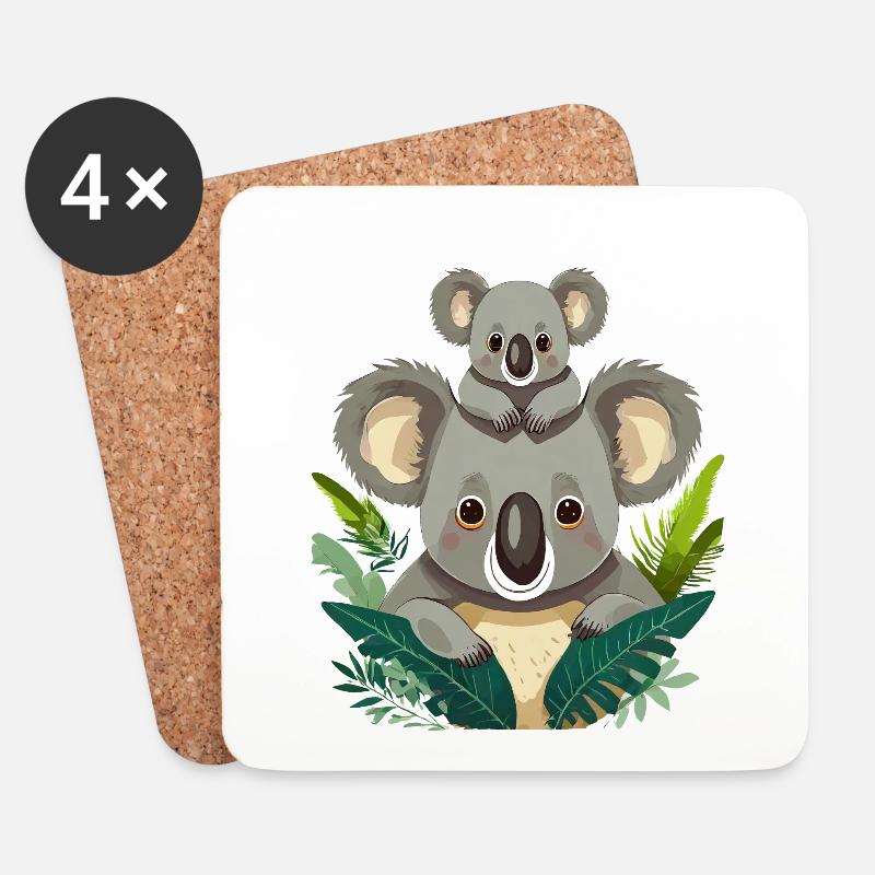 Niedlicher Koala im Urwald - Untersetzer (4er-Set) - Weiß