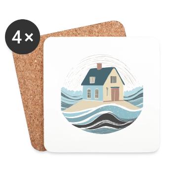 Haus am Meer - Untersetzer (4er-Set) - Weiß - Vorne