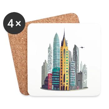 Big city with skyscrapers - Coasters (set of 4) - white - Front