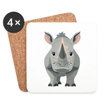 Rhinocéros - Dessous de verre (lot de 4) - blanc - Devant
