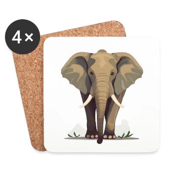 Éléphant - Dessous de verre (lot de 4) - blanc - Devant