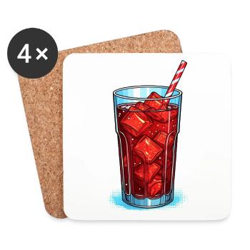 Glass of cola with ice cubes - Coasters (set of 4) - white - Front