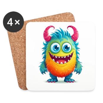 Niedliches Monster - Untersetzer (4er-Set) - Weiß - Vorne