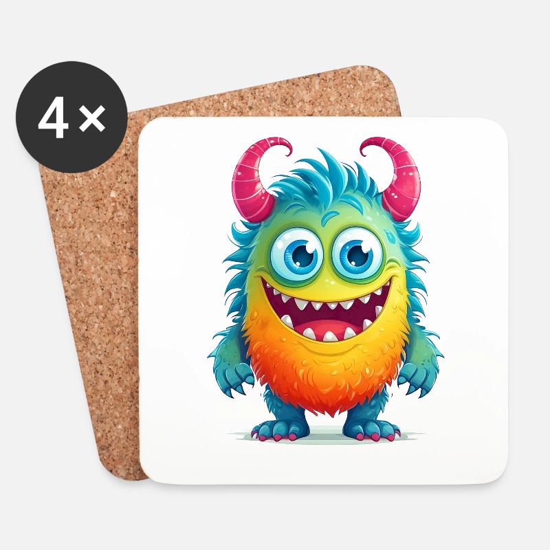 Niedliches Monster - Untersetzer (4er-Set) - Weiß