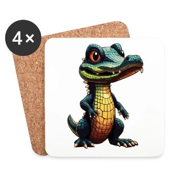 Baby Krokodil Alligator Kroko - Untersetzer (4er-Set) - Weiß - Vorne