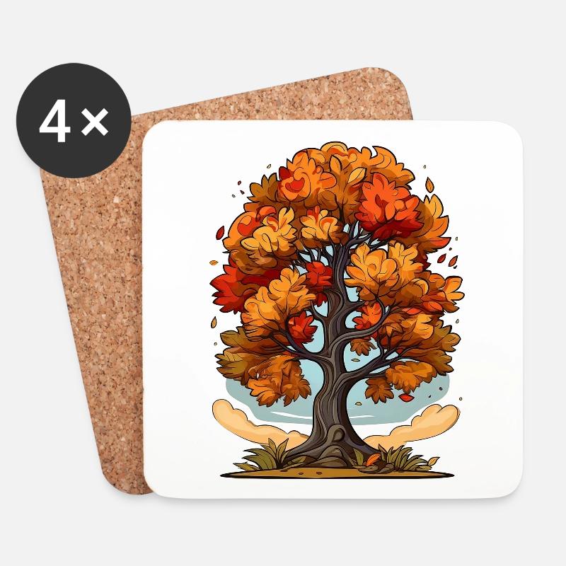 A tree in autumn - Coasters (set of 4) - white
