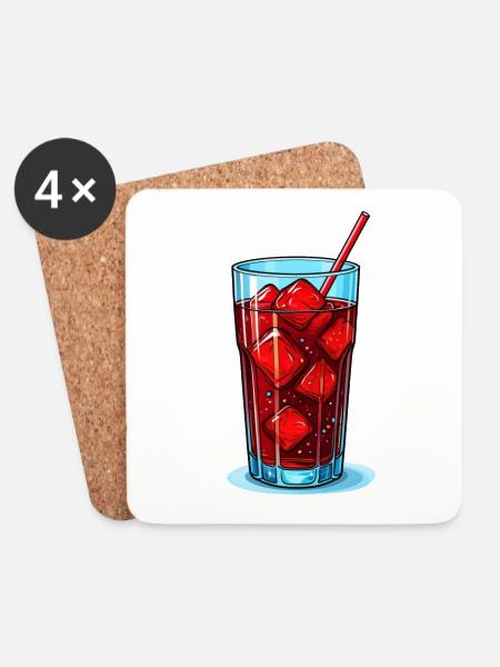 Ein Glas Cola - Untersetzer (4er-Set) - Weiß