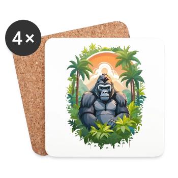 Gorilla im Dschungel - Untersetzer (4er-Set) - Weiß - Vorne