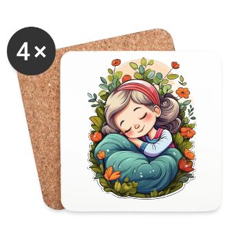 Sleeping child in the garden - Coasters (set of 4) - white - Front