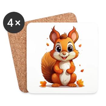 Squirrels in autumn - Coasters (set of 4) - white - Front