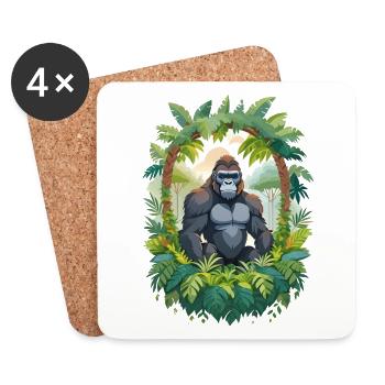 Gorilla im Dschungel - Untersetzer (4er-Set) - Weiß - Vorne