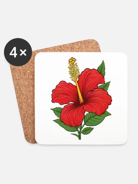 Hibiskus Blüte - Untersetzer (4er-Set) - Weiß