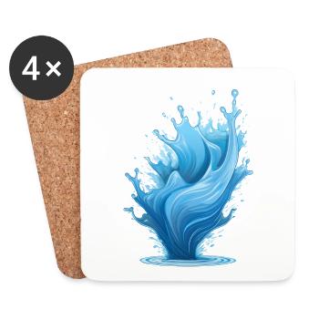 Éclaboussure d’eau bleue - Dessous de verre (lot de 4) - blanc - Devant