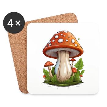 Toadstool brings good luck - Coasters (set of 4) - white - Front