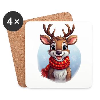 Un renne mignon pour Noël - Dessous de verre (lot de 4) - blanc - Devant
