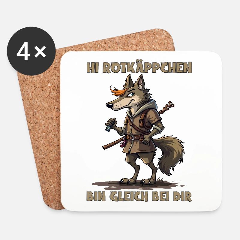 Rotkäppchen - Ich bin gleich bei Dir - deutsch - Untersetzer (4er-Set) - Weiß
