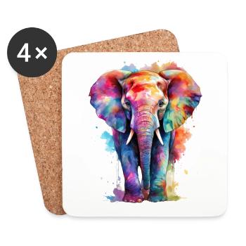 A colorful elephant - Coasters (set of 4) - white - Front