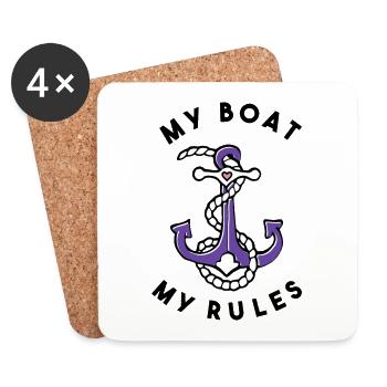 Mein Boot Meine Regeln Anker und Seil - Untersetzer (4er-Set) - Weiß - Vorne