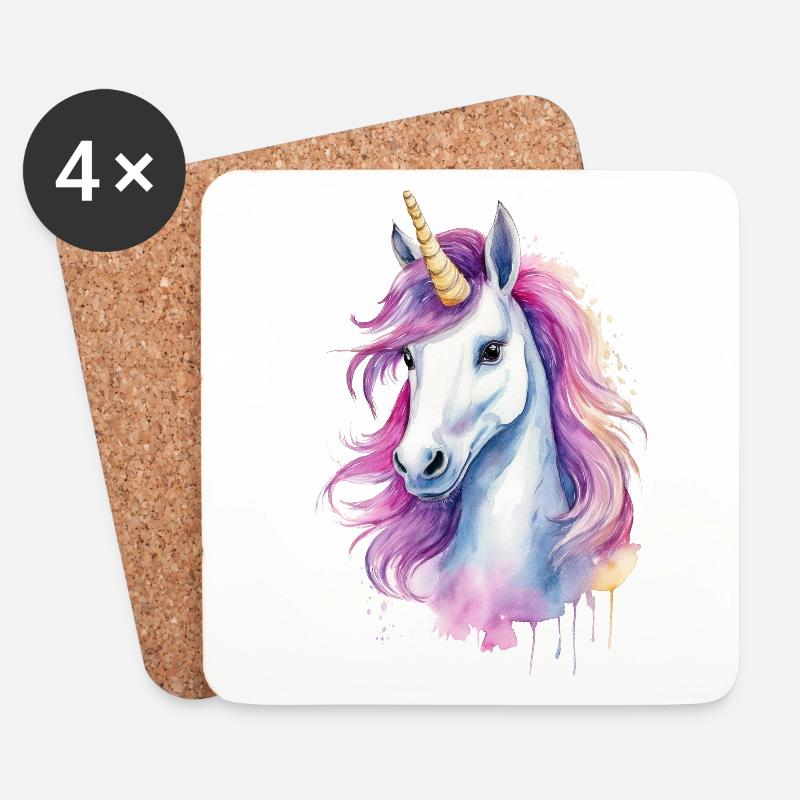Niedliches Einhorn - Untersetzer (4er-Set) - Weiß