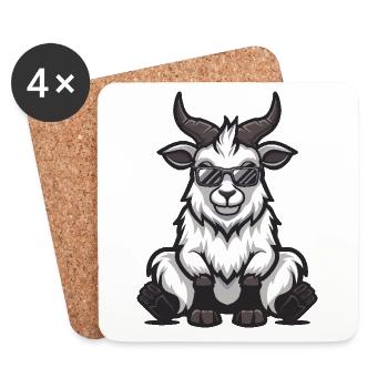 Chèvre de montagne Bande dessinée cool - Dessous de verre (lot de 4) - blanc - Devant