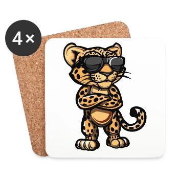 Leopard Cool Comic - Untersetzer (4er-Set) - Weiß - Vorne