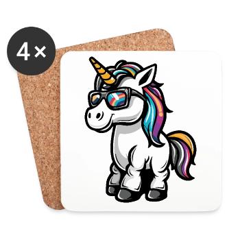 Licorne Bande dessinée cool - Dessous de verre (lot de 4) - blanc - Devant