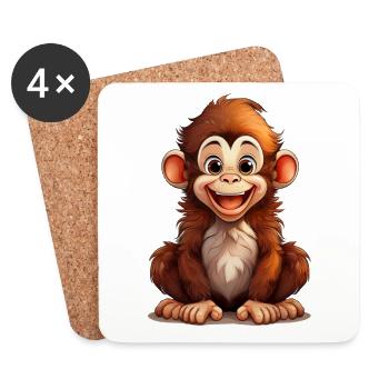 A cute, crazy monkey - Coasters (set of 4) - white - Front