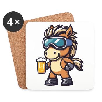 Pferd Apres Ski Bier Comic - Untersetzer (4er-Set) - Weiß - Vorne