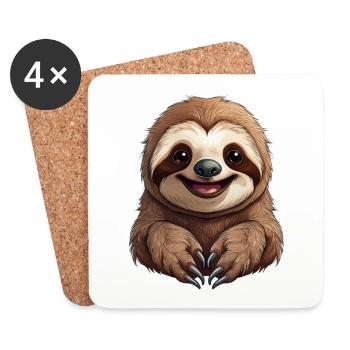 A happy sloth - Coasters (set of 4) - white - Front
