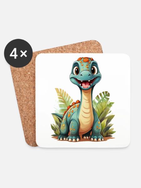 Brachiosaurus Dinosaurier - Untersetzer (4er-Set) - Weiß