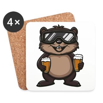 Beaver Après-Ski Bière Bande dessinée - Dessous de verre (lot de 4) - blanc - Devant