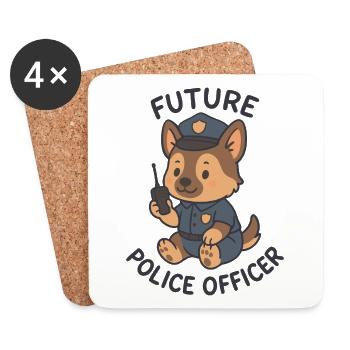 Niedlicher Polizeihund – Zukunftswunsch Polizei - Untersetzer (4er-Set) - Weiß - Vorne