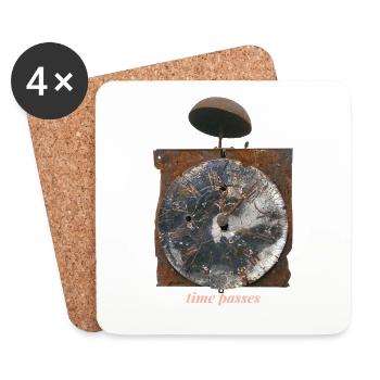 Horloge rouillée Le temps passe - Dessous de verre (lot de 4) - blanc - Devant