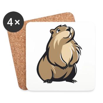 Marmotte mignonne - Dessous de verre (lot de 4) - blanc - Devant