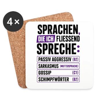 Sprachen, die ich fließend spreche - Untersetzer (4er-Set) - Weiß - Vorne