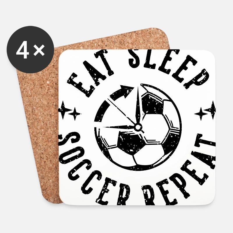 Fußball Eat Sleep Soccer Repeat Vintage Geschenk - Untersetzer (4er-Set) - Weiß