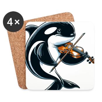 Orque jouant du violon - Dessous de verre (lot de 4) - blanc - Devant