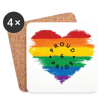 LGBT färbt Herz und Worte stolz und stolz - Untersetzer (4er-Set) - Weiß - Vorne