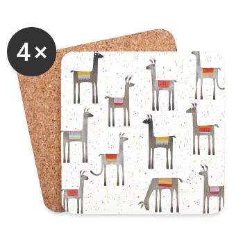 Llamas in a Meadow - Coasters (set of 4) - white - Front