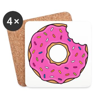 Donut mit Biss in pink mit bunten Zuckerstreuseln - Untersetzer (4er-Set) - Weiß - Vorne