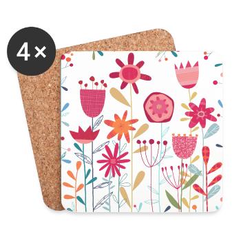 Wild weeds and flowers - Coasters (set of 4) - white - Front