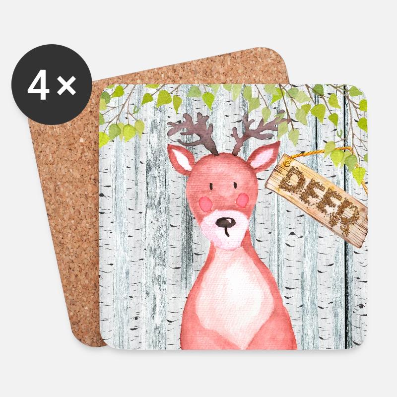 Tierfreunde im Wald - Der kleine Hirsch - Untersetzer (4er-Set) - Weiß