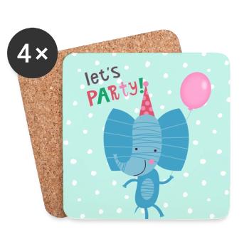 Partyelefant - feiernde Tierfreunde blau - Untersetzer (4er-Set) - Weiß - Vorne