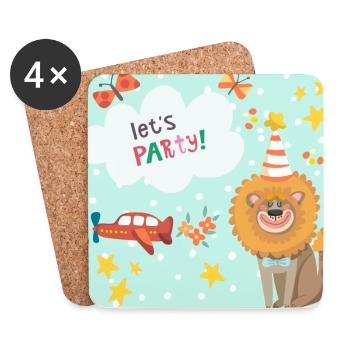 - Animal Friends Celebrating Blue - Coasters (set of 4) - white - Front