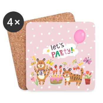 Partytiger - feiernde Tierfreunde rosa - Untersetzer (4er-Set) - Weiß - Vorne