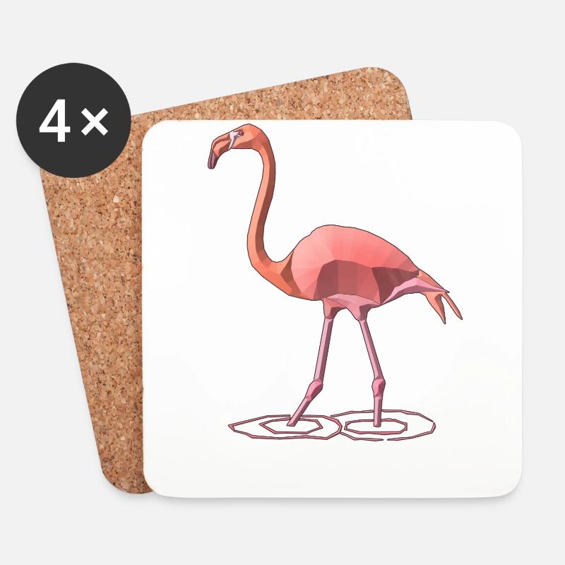 Flamingo - Untersetzer (4er-Set) - Weiß